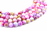 Pink Multi Color Jade Beads, 8 mm Smooth Mixed Pink BS #257, Purple Yellow White Beads