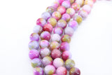 Pink Multi Color Jade Beads, 8 mm Smooth Mixed Pink BS #257, Purple Yellow White Beads