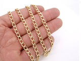14 K Gold Filled Cuban Curb, 8.5 mm USA Genuine Gold Filled Chain CH# 747, Large Unfinished Curb Gold Chain