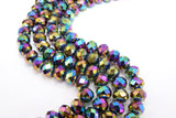 Electroplated Crystal Beads, 8 mm Faceted Purple Gold AB Rondelle Beads BS #255, 8 x 10 mm Glass Electroplated Blue Beads