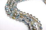 Electroplated Clear Glass Beads, Rondelle Faceted AB Glass Beads BS #265, 8 x 10 mm