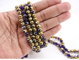 Blue and Gold Beads, Plated Titanium Blue and Gold Beads