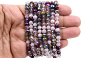 Multi Color Purple Crystal Beads, Lavender White Faceted AB Rondelle Beads BS #259, sizes 5 x 6 mm