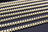 Gold Cuban Curb Chain, White Enamel Stainless Steel Chain CH# 649, 5 x 6 mm Flat Miami Oval Jewelry Chains