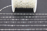 925 Sterling Silver Bar Chain, Silver Long and Short Sequin 2.3 mm Chain CH #829, Unfinished Flat Drawn Chains