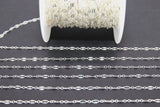 925 Sterling Silver Bar Chain, Silver Long and Short Sequin 2.3 mm Chain CH# 829, Unfinished Flat Drawn Chains