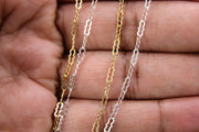 14 K Gold Filled Wavy Bar Paperclip Chain, 5.5 mm 925 Sterling Silver Ripple Chains CH #819, Unfinished Long and Short CH #705