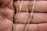 14K Gold Filled Bar Wavy Paperclip, 5.0 mm 925 Sterling Silver Ripple Necklace