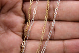 14 K Gold Filled Wavy Bar Paperclip Chain, 5.5 mm 925 Sterling Silver Ripple Chains CH# 819, Unfinished Long and Short CH #705