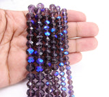 Clear Purple AB Crystal Beads, Faceted AB Crystal Rondelle Beads BS #256, sizes 6 x 5 mm