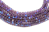 Clear Purple Crystal Beads, Faceted AB Crystal Rondelle Beads