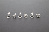 925 Sterling Silver Open Circle Stud Earrings, AG# 853, 7mm Ear Posts With Backs