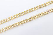 Gold Cuban Curb Chain, White Enamel Stainless Steel Chain CH# 649, 5 x 6 mm Flat Miami Oval Jewelry Chains