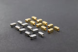 Gold Metal Rectangle Spacer Beads, 6 x 3 mm Silver Plated Box Spacer Beads AG #2365, Long Tube Beads