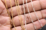 14 K Gold Filled Bar Jewelry Chains, 6.0 mm 925 Sterling Silver Flat Cable CH #820, Unfinished Long and Short