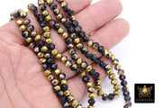 Black and Gold Beads,  Plated Titanium Black and Gold Beads BS #21, 6 x 8 or 5 x 6 mm 15.3 inch Strands
