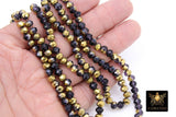 Purple and Gold Beads,  Plated Titanium Black and Gold Beads BS #21, 6 x 8 or 5 x 6 mm 15.3 inch Strands