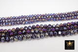 Purple AB Crystal Beads, AB Plated Electroplated Purple Rondelle Beads BS #219, size 8 mm or 6 mm