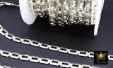 925 Sterling Silver Rectangle Chains, Silver Unfinished Rectangle Chain CH #866, 5.6 mm Flat Box Chain