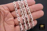 925 Sterling Silver Rectangle Chains, Silver Unfinished Rectangle Chain CH #866, 5.6 mm Flat Box Chain