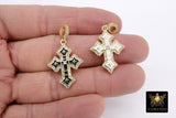 Black White CZ Enamel Cross Charms With Bail