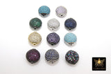 CZ Micro Pave Colored Spacer Beads, 14 mm Oval Egg Cubic Zirconia Flat Beads AG #380, Pink Clear Purple Blue Green