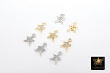 CZ Pave Gold Star Charms, 10 mm Silver Mini Star Dangles AG #3242, Cubic Zirconia Small Mini Starbursts
