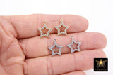 Gold Silver CZ Star Charm Starburst