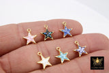 Gold Shell Star Charms, 13 mm Pink Starburst #3346, Blue Aqua White or Black Star Charms