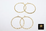 Textured Gold Round Hoop Ear Rings, 35 mm Glittery Gold Charms # 948, Hammered Wire Hoops