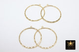 Textured Silver Round Hoop Ear Rings, 35 mm Glittery Gold Charms #2094, Hammered Gold Wire Hoops