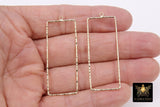 Gold Rectangle Hoop Ear Rings, 20 x 53 mm Rectangle Shaped Gold Charms AG# 3332, High Quality Long Rectangles