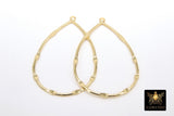 Dapped Gold Teardrop Hoop Ear Rings, 29 x 45 mm Textured Silver Charms AG #3333, Oval Hoops High Quality Light Weight Wire Hoops Finding