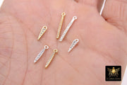 CZ Silver Spike Mini Charms, Gold Bar Spikes AG #3369, Tiny Bar Charms 3 Styles