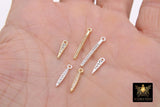 CZ Silver Spike Mini Charms, Gold Bar Spikes AG #3369, Tiny Bar Charms 3 Styles