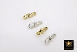Swivel Gold Lobster Clasps, Small Albert 14 K Gold Over Silver Push Clip Claws # 3380, Jewelry Findings 5 x 14 mm