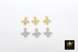 CZ Paved Gold Cross Charms, 10 mm Tiny Silver Cross Charm #3386, Minimalist Crosses