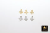 CZ Paved Gold Cross Charms, 10 mm Tiny Silver Cross Charm #3386, Minimalist Crosses