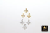 CZ Paved Gold Cross Charms, 10 mm Tiny Silver Cross Charm #3386, Minimalist Crosses