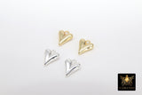 Puffy Gold Heart Charms, 8 x 10 mm Silver Heart Charms #3390, Love Gifts for Mom #3391