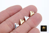Puffy Gold Heart Charms, 8 x 10 mm Silver Heart Charms #3390, Love Gifts for Mom