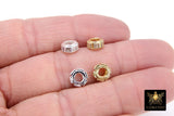 Gold Spacer Beads, 8 mm CZ Rondelle Spacer Donuts Findings #3395, Round Disc Wheels