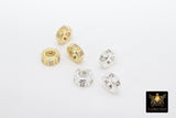 Gold Spacer Beads, 8 mm CZ Rondelle Spacer Donuts Findings #3395, Round Disc Wheels