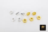 6 mm Round Rondelle Spacer Beads, 20 Pc Flat Hexagon Shaped #3399, Geometric Gold or Silver Plated Copper Bead