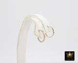 14 K Gold Filled Hoop Earrings, 13 mm Gold Round Nugget Earrings # 3404, High Quality Wire Hoops
