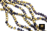 Purple and Gold Beads, Plated Titanium Black and Gold Beads BS #21, 6 x 8 or 5 x 6 mm 15.3 inch Strands