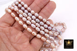 Genuine Pearl Bead Strands, 8 mm Beige Pink Baroque Pearl Beads BS #296, Oval Freshwater Rice Pearl