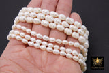 Genuine Pearl Bead Strands, 6 mm 12 mm White Baroque Pearl Beads CH#, Oval Freshwater Rice Pearl