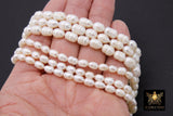 Genuine Pearl Bead Strands, 6 mm 12 mm White Baroque Pearl Beads BS #295, Oval Freshwater Rice Pearl