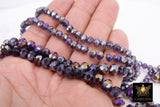 Purple AB Crystal Beads, AB Plated Electroplated Purple Rondelle Beads BS #219, size 8 mm or 6 mm